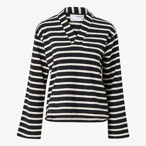 Selected Femme Women's Striped Pullover Top Casual Flare Sleeves Size S Boxy Fit